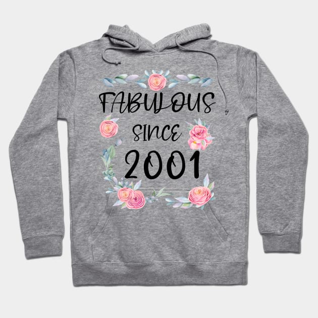 Women 20 Years Old Fabulous Since 2001 Flowers Hoodie by artbypond